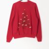 Vintage Christmas Novelty Sweatshirt With Hand Cut Christmas Tree Design Made In Usa Medium Large