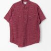 Red Vintage Wrangler Western Shirt With Blue Diamond Print Xl