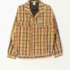 Vintage 90s Oxbow Jean Jacket Yellow Denim With Pink And Orange Plaid Print Large Xl