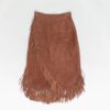 70s Vintage Suede Fringed Skirt Brown Xs Small Waist 25