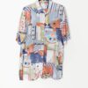 Vintage Artistic Shirt With Multicoloured Geometric Pattern Medium Large
