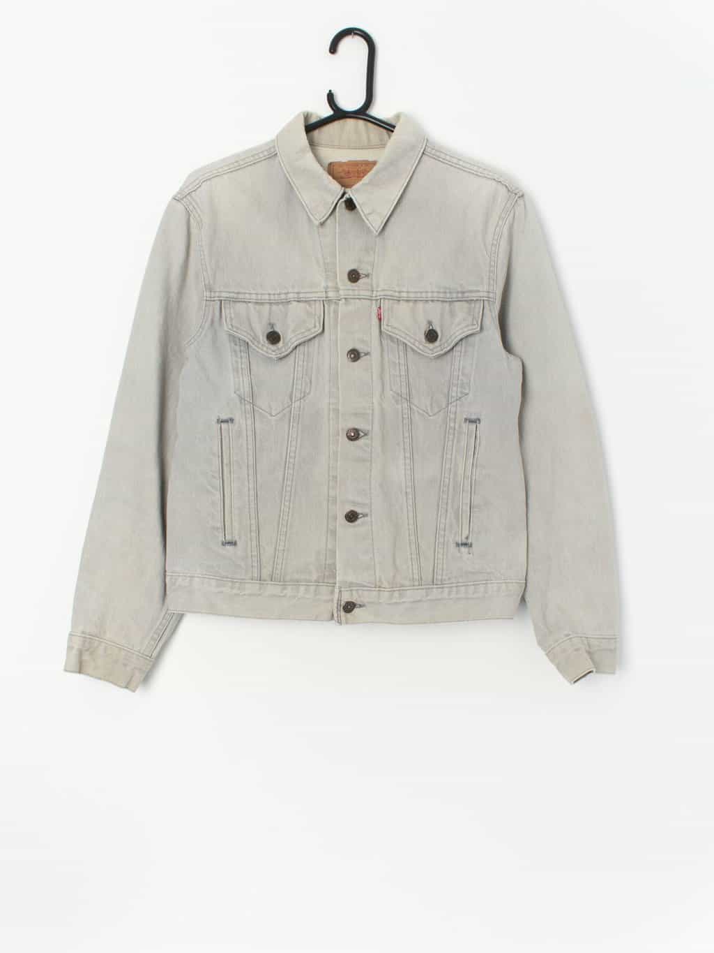80s Levis denim jacket M rare colour pale grey jean jacket USA 
