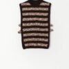 Vintage hand knitted vest in brown with a striped design - Small