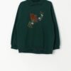 Vintage Collared Sweatshirt With Fluffy Embroidered Squirrel Medium