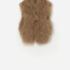 Vintage Curly Sheepskin Gilet In Pastel Brown Small 4