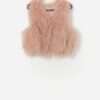 Vintage Curly Sheepskin Gilet In Pastel Pink Small 4