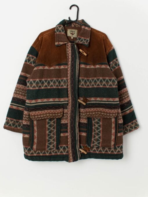 Women's vintage Navajo Aztec jacket in green and brown - Large