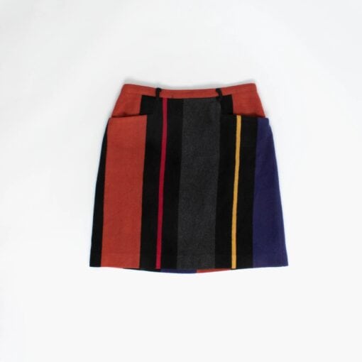 Colourful wool skirt colour block stripe, 30 waist - Medium