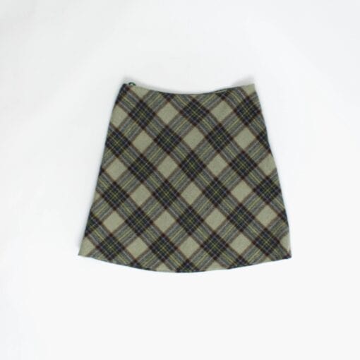 Laura Ashley green plaid skirt wool lined British vintage, 30 waist - Medium