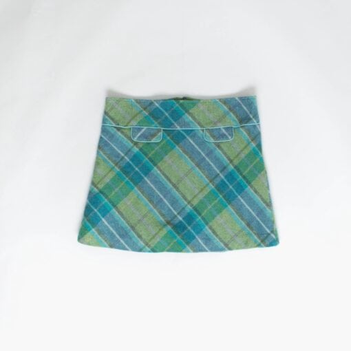 Colourful plaid A-line wool skirt with paisley print lining - Large