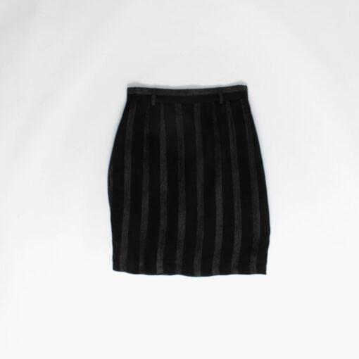 Striped vintage pencil skirt black and grey split hem 90s skirt 26 waist - Small