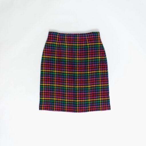 Rainbow wool skirt vintage Y2K 90s colourful pencil skirt, 28 waist - Small / Medium