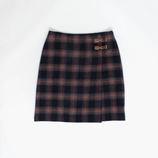 Laura Ashley woven plaid skirt in blue and brown - Medium / Large