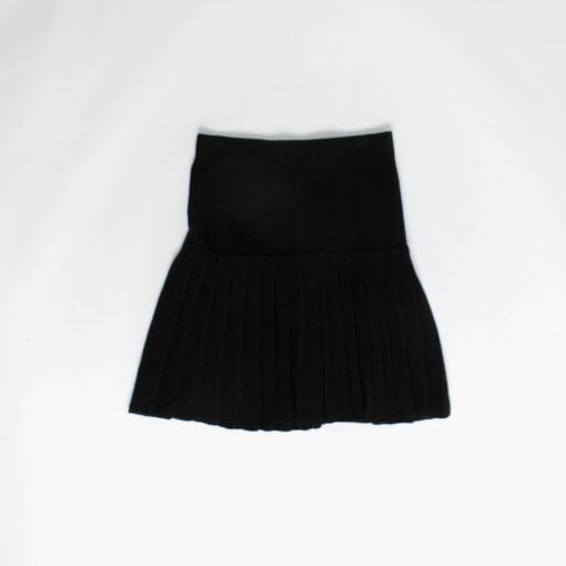 Black lambswool skirt pleated elasticated waist soft angora wool skirt 28 waist - Medium