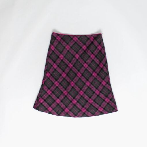 Neon pink plaid skirt with lining, A-line 90s Y2K colourful vintage skirt, 28 waist - Small / Medium