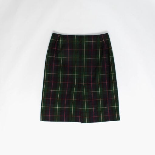 Vintage classic tartan skirt in green and navy, 1960s A-line, 32 waist - Medium / Large