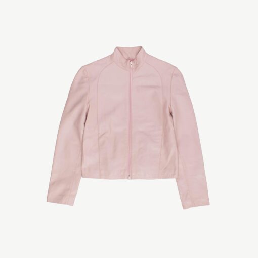 Baby pink leather jacket by Rinascimento, Y2K cropped jacket - XS