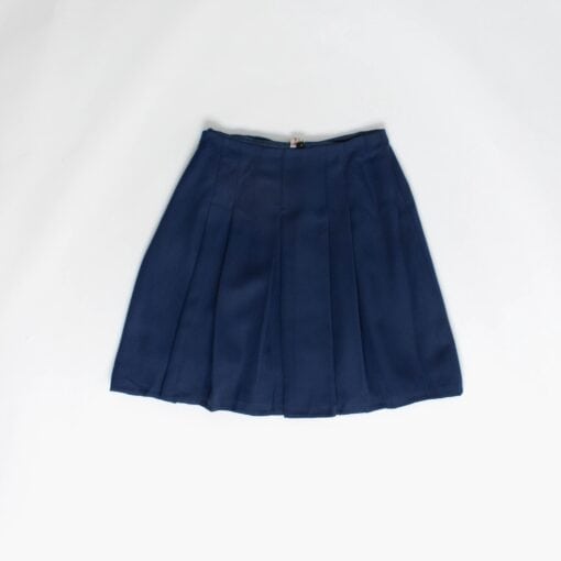 Cobalt blue pleated short skirt, A-line 1960s vintage, fully lined skirt, 27 waist - Small / Medium