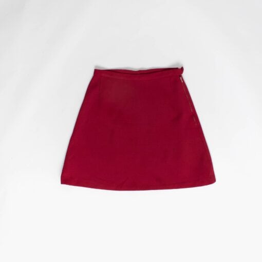 1960s vintage short a-line skirt in crimson red, 60s mod fashion, 26 waist - Small