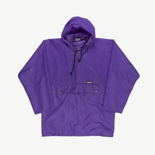 Purple vintage K Way rain jacket on a white background