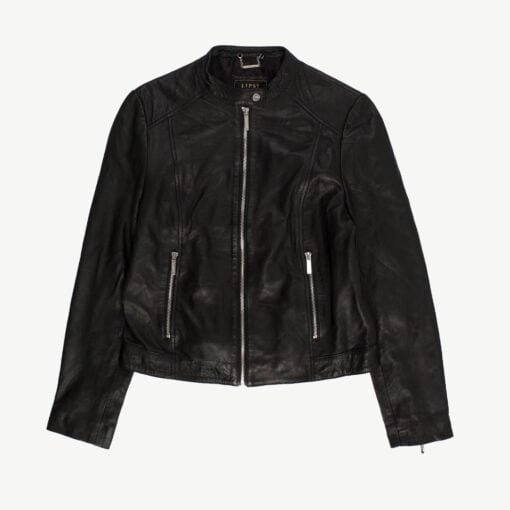 Black fitted soft leather jacket by Lipsy London - Small / Medium