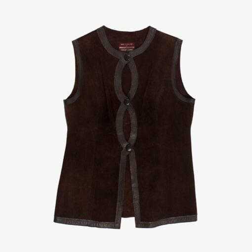 Vintage dark brown suede waistcoat, made in England - M