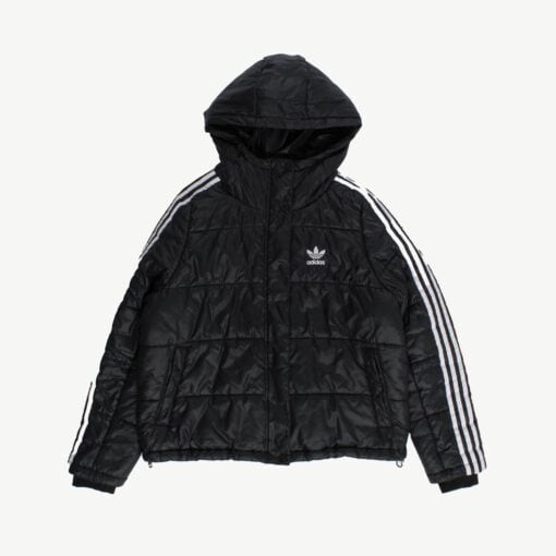 Women's black Adidas puffer jacket with hood - M / L