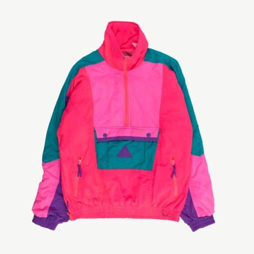 Bright colourful vintage pullover ski jacket - M