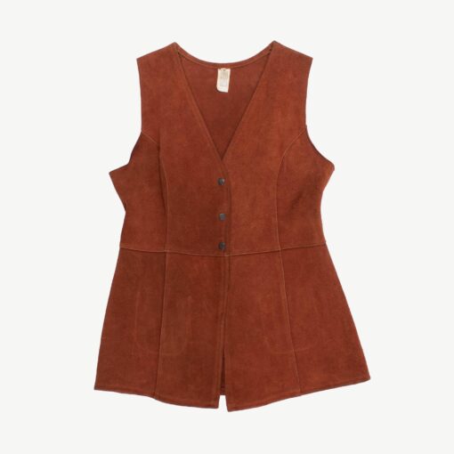 70s brown suede long vest / waistcoat - M / L